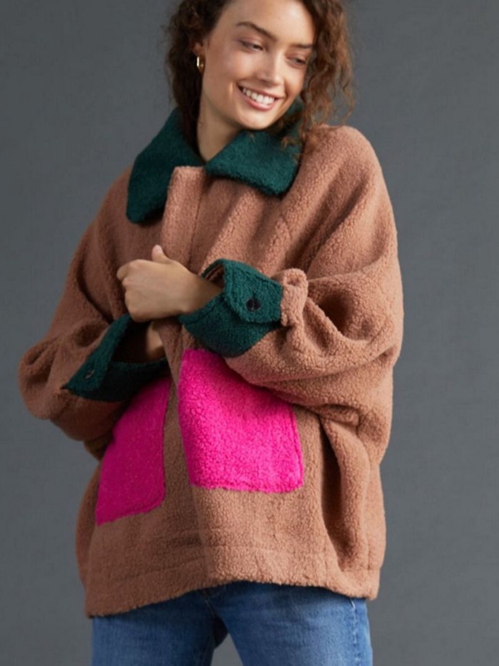Anthropologie oversized fluffy jacket